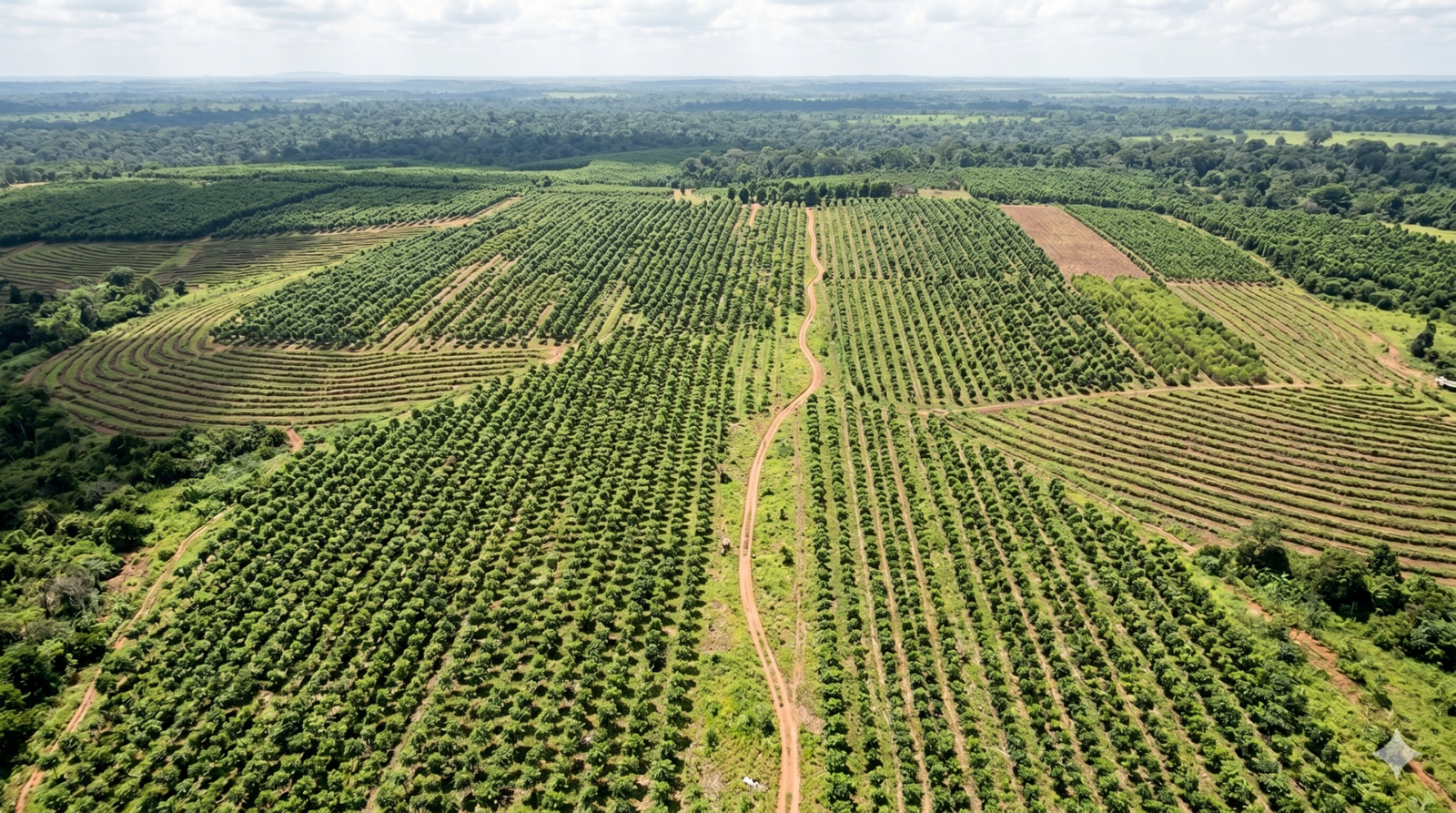 Floresta de mogno africano em crescimento